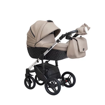Paradise baby Euforia Premium "Diamond" multifunkciós babakocsi - Mogyoró eco bőr fekete "Diamond" mózessel
