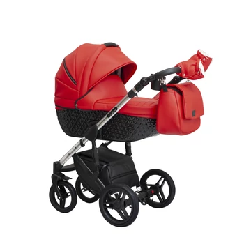 Paradise baby Euforia Premium "Diamond" multifunkciós babakocsi - Piros eco bőr fekete "Diamond" mózessel